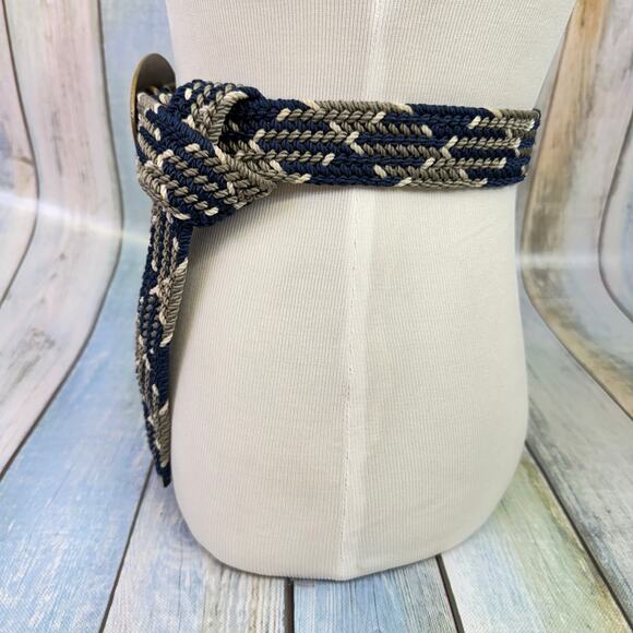 Tony Lama Vintage Rope Belt Solid Brass Rodeo Buckle Woven 90s Cowboy Belt - Picture 2 of 7